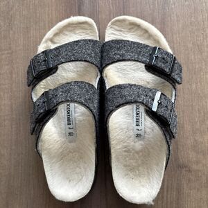 Birkenstock Arizona Shearling Gunmetal Gray Y2K Festival Boho Retro EUC